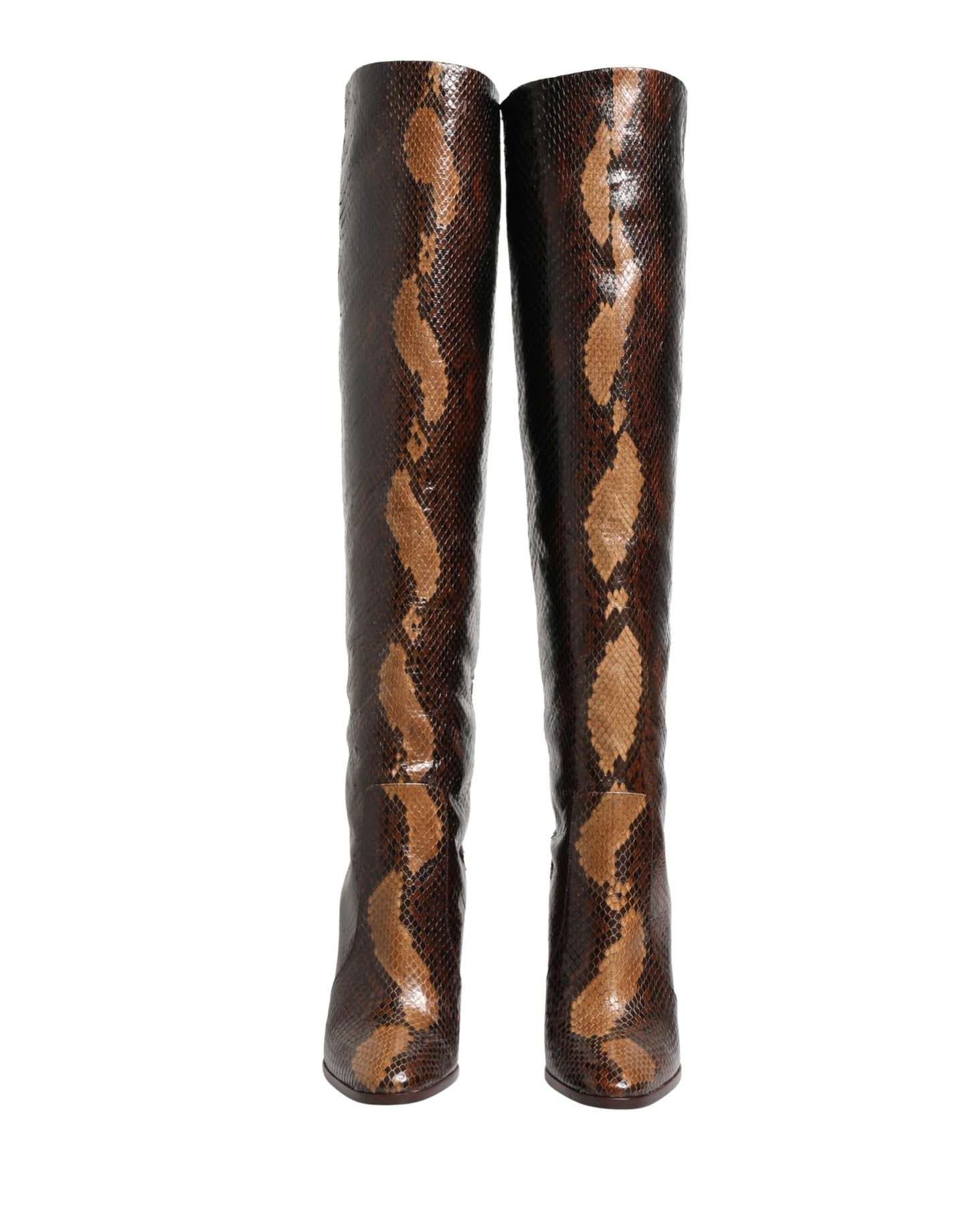 Brown Exotic Leather Knee High Boots Shoes