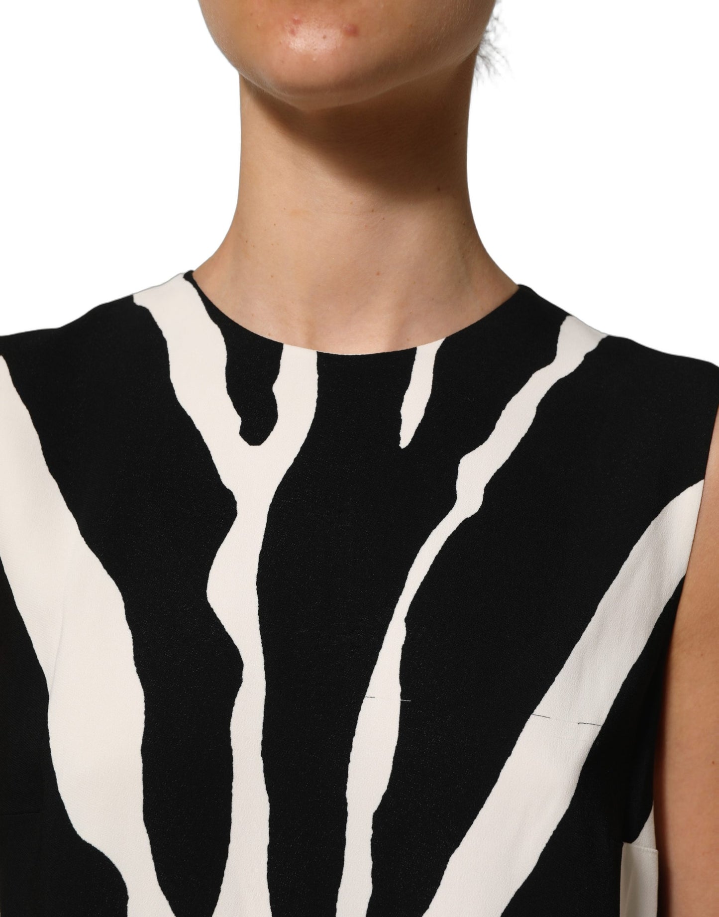 Black White Zebra Print Viscose Mini Dress