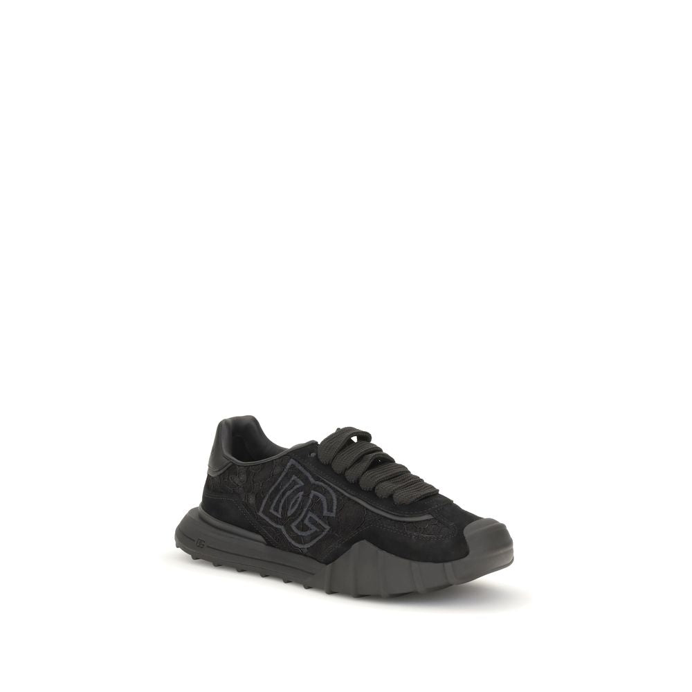 Black Calf Leather Bos Taurus Chunky Sneakers