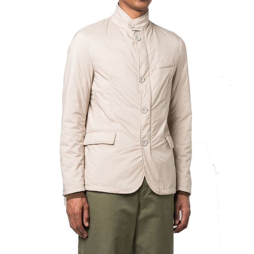 Beige Polyamide Full-Length Jacket