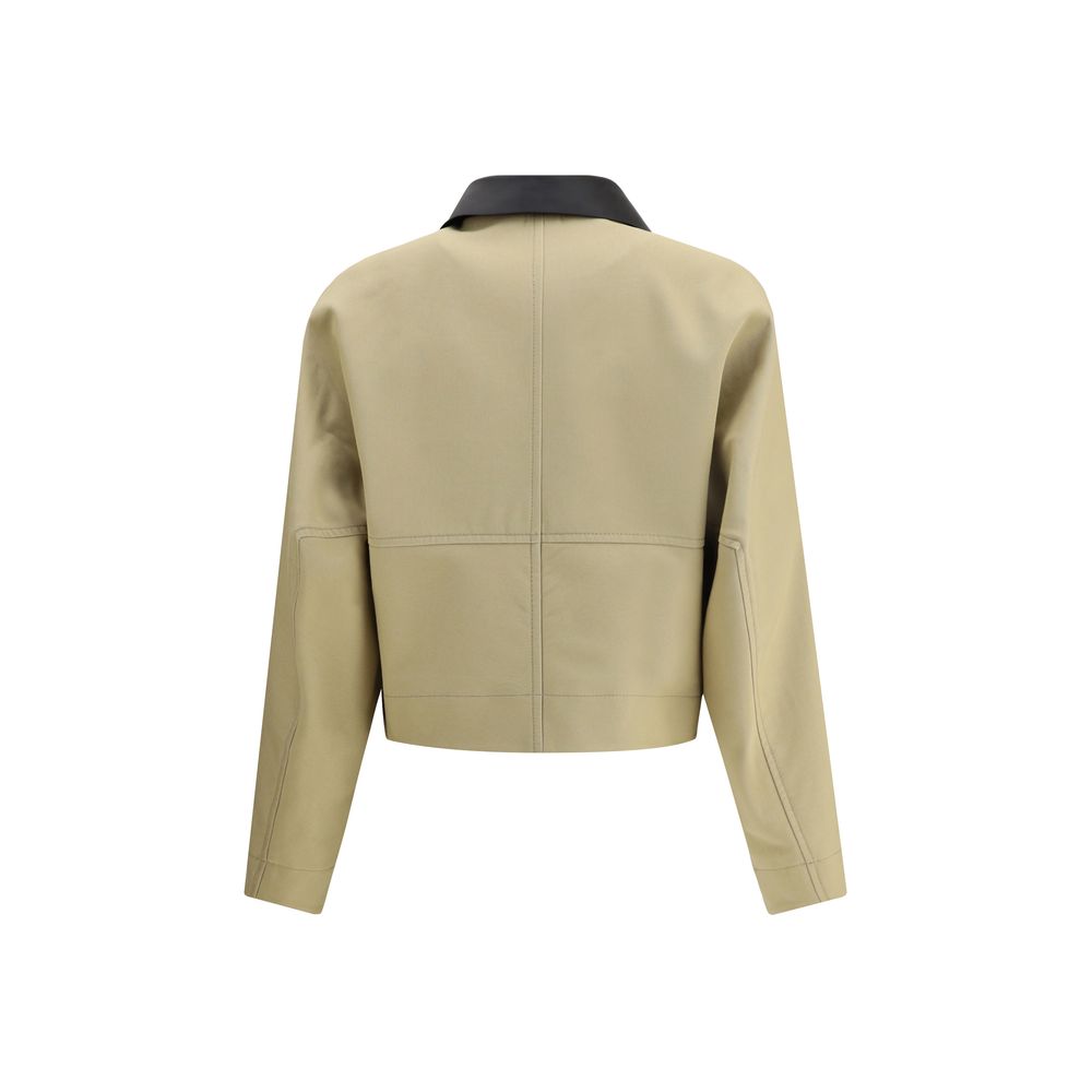 Beige Cotton Leather Jacket