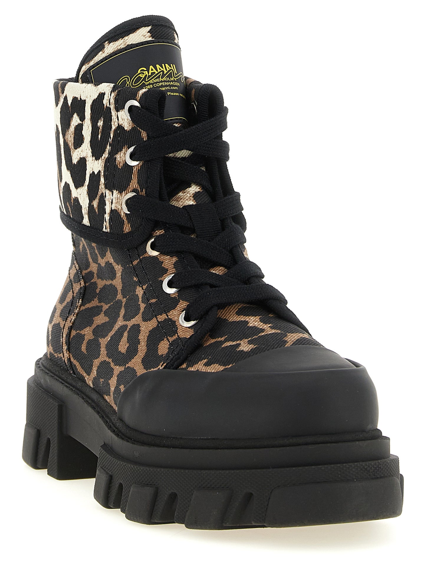 Multicolor Cotton Lace-Up Boots