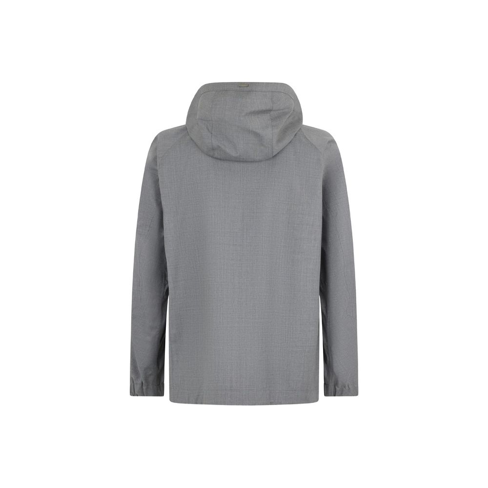 Gray Virgin Wool Shell Jacket