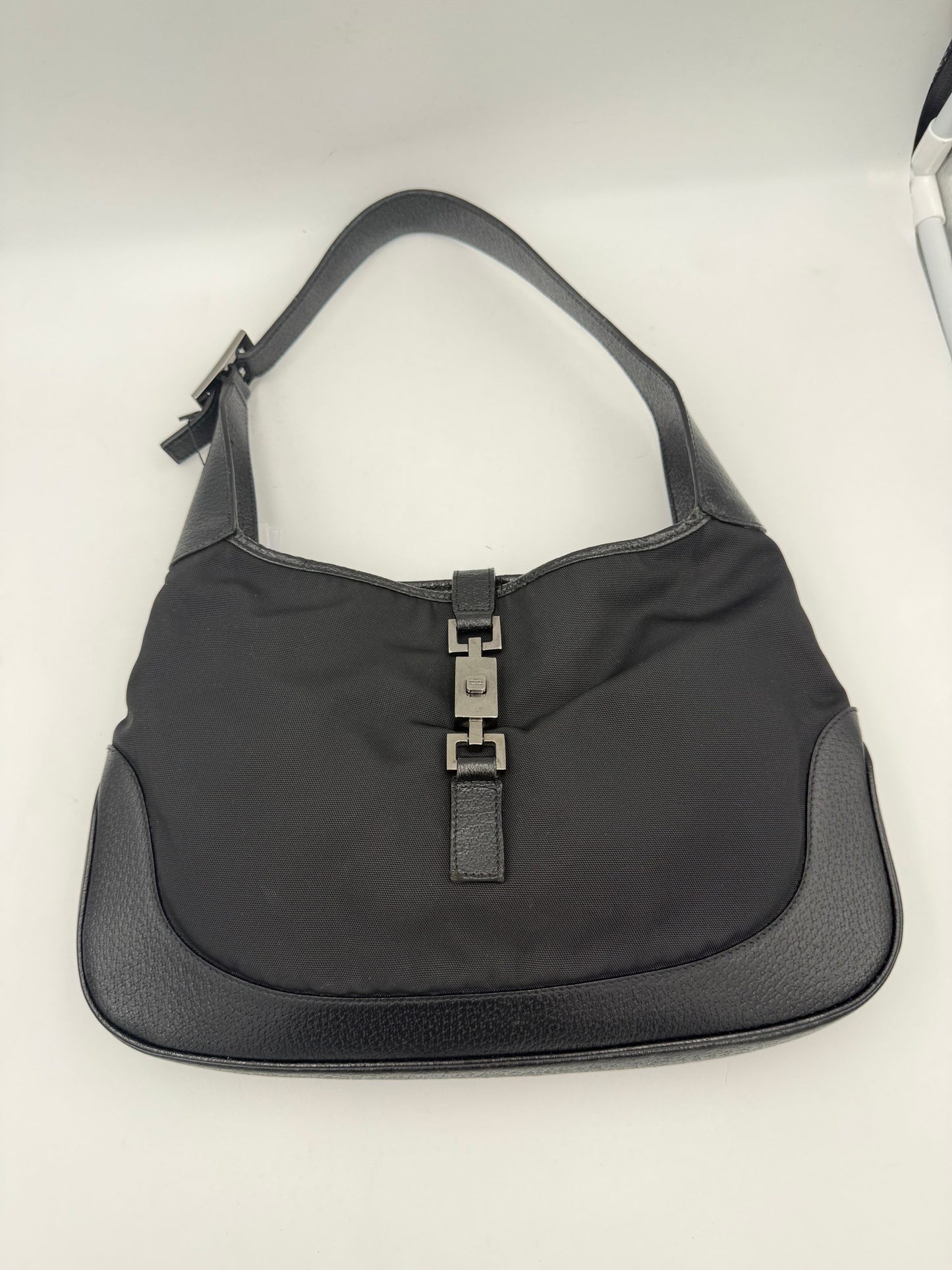 GUCCI JACKIE Leather and Canvas Handbag