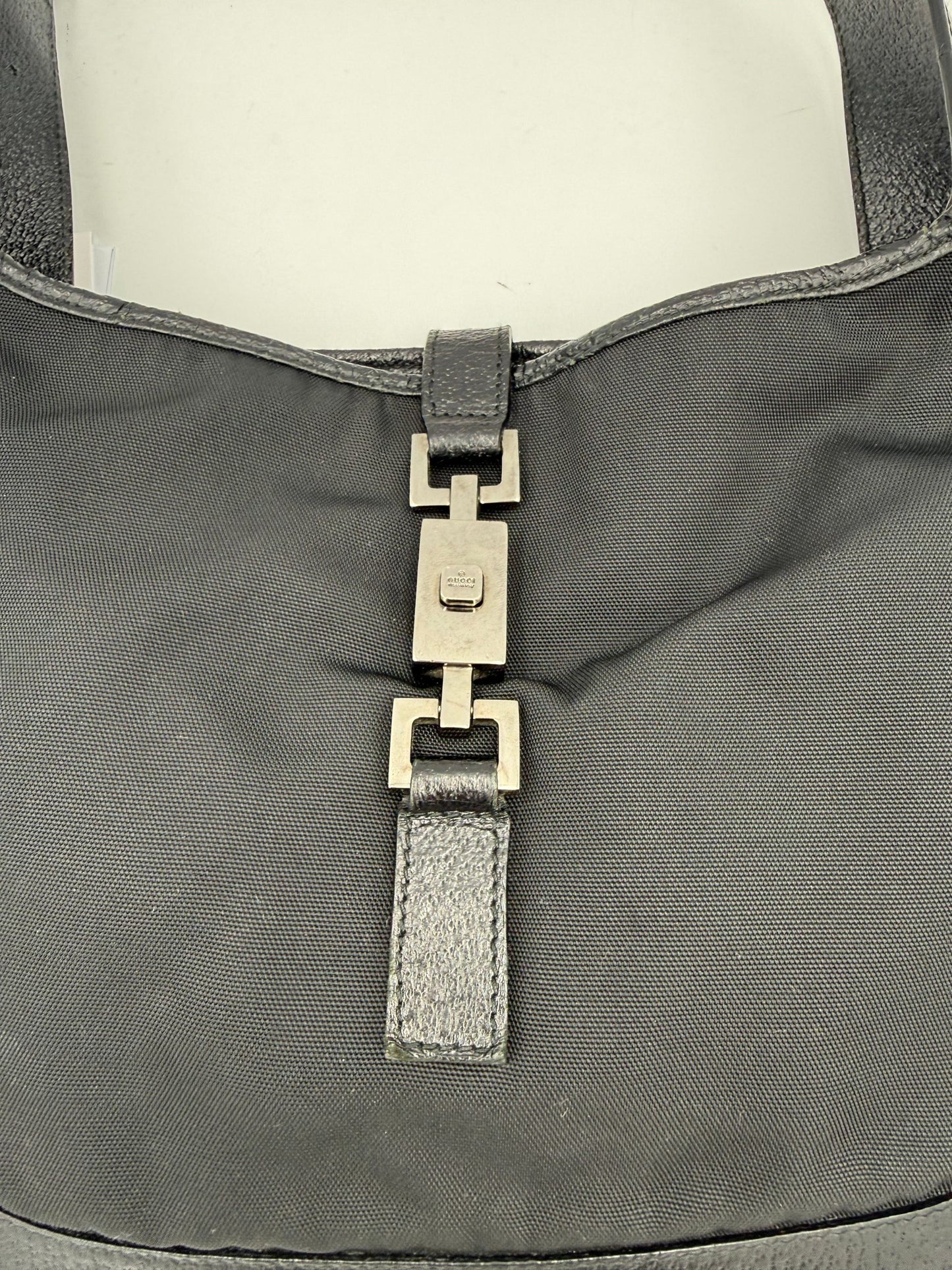 GUCCI JACKIE Leather and Canvas Handbag
