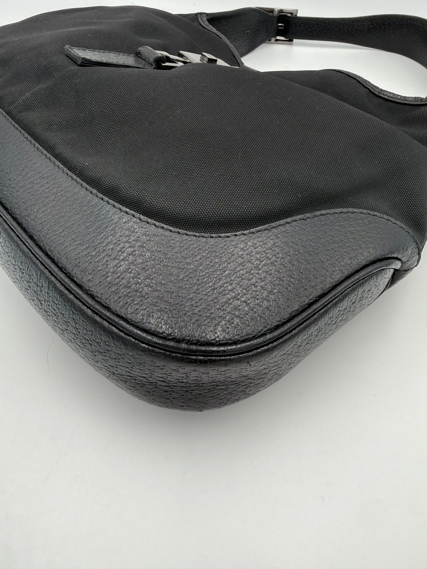 GUCCI JACKIE Leather and Canvas Handbag