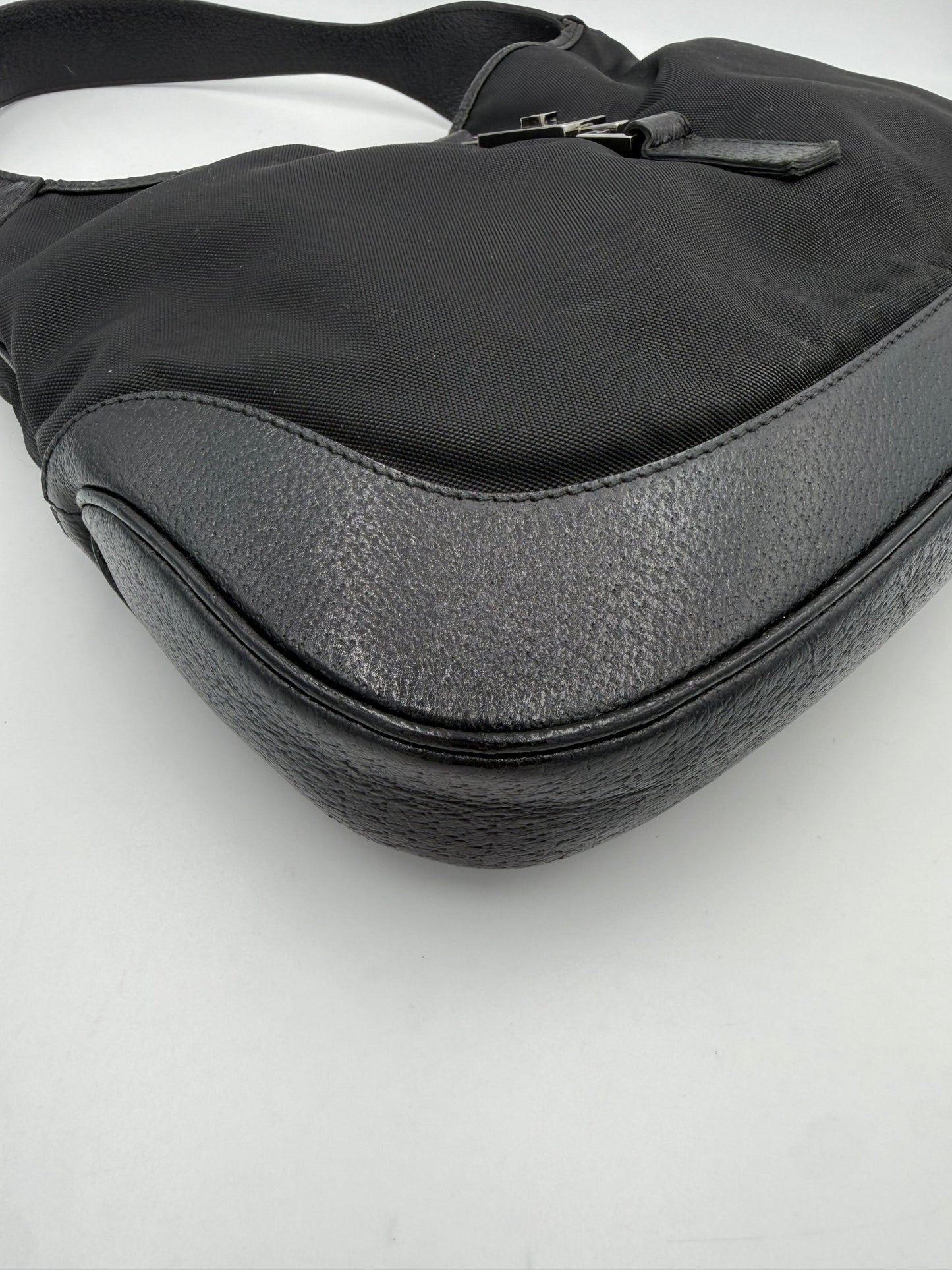 GUCCI JACKIE Leather and Canvas Handbag
