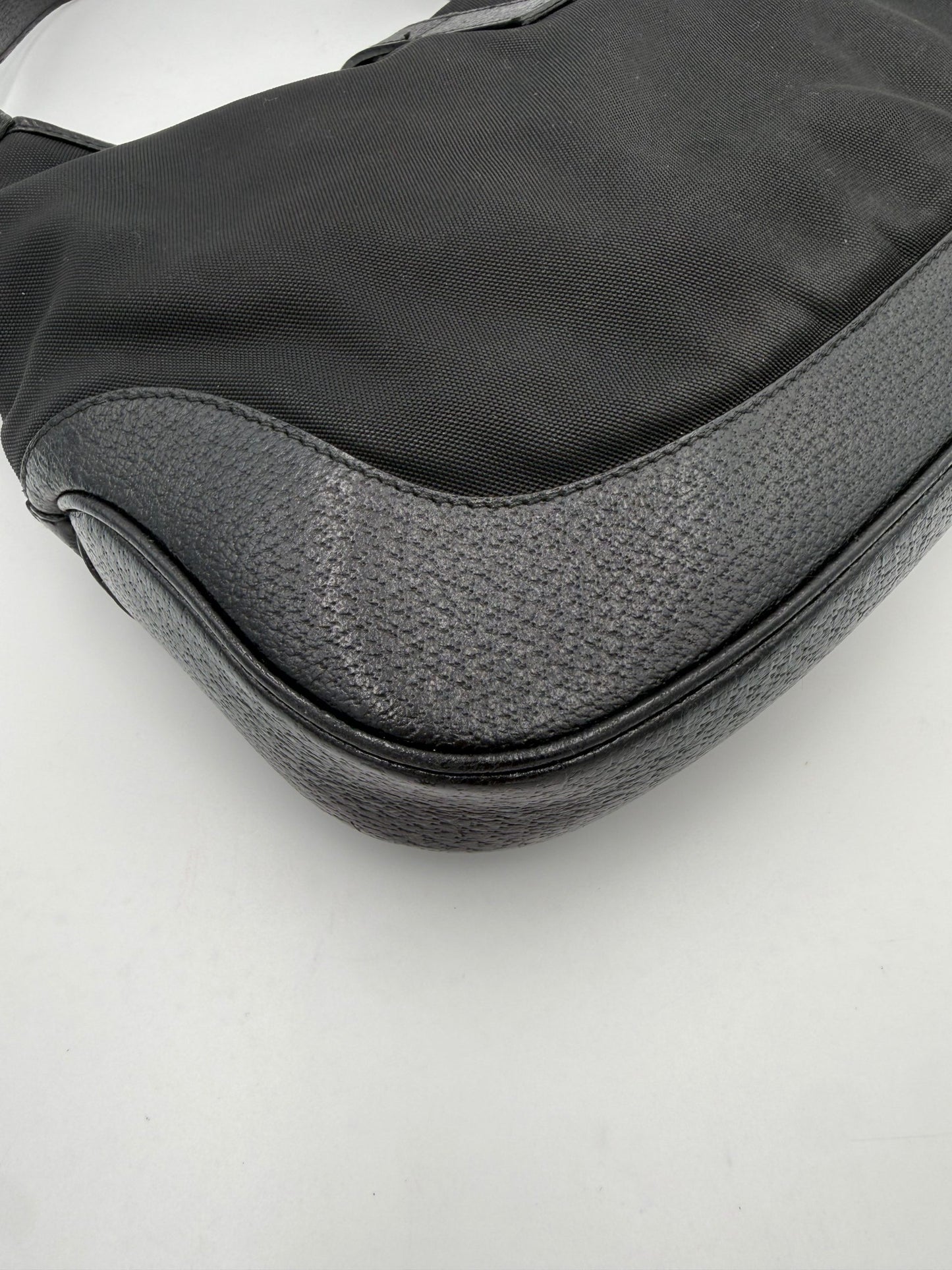 GUCCI JACKIE Leather and Canvas Handbag
