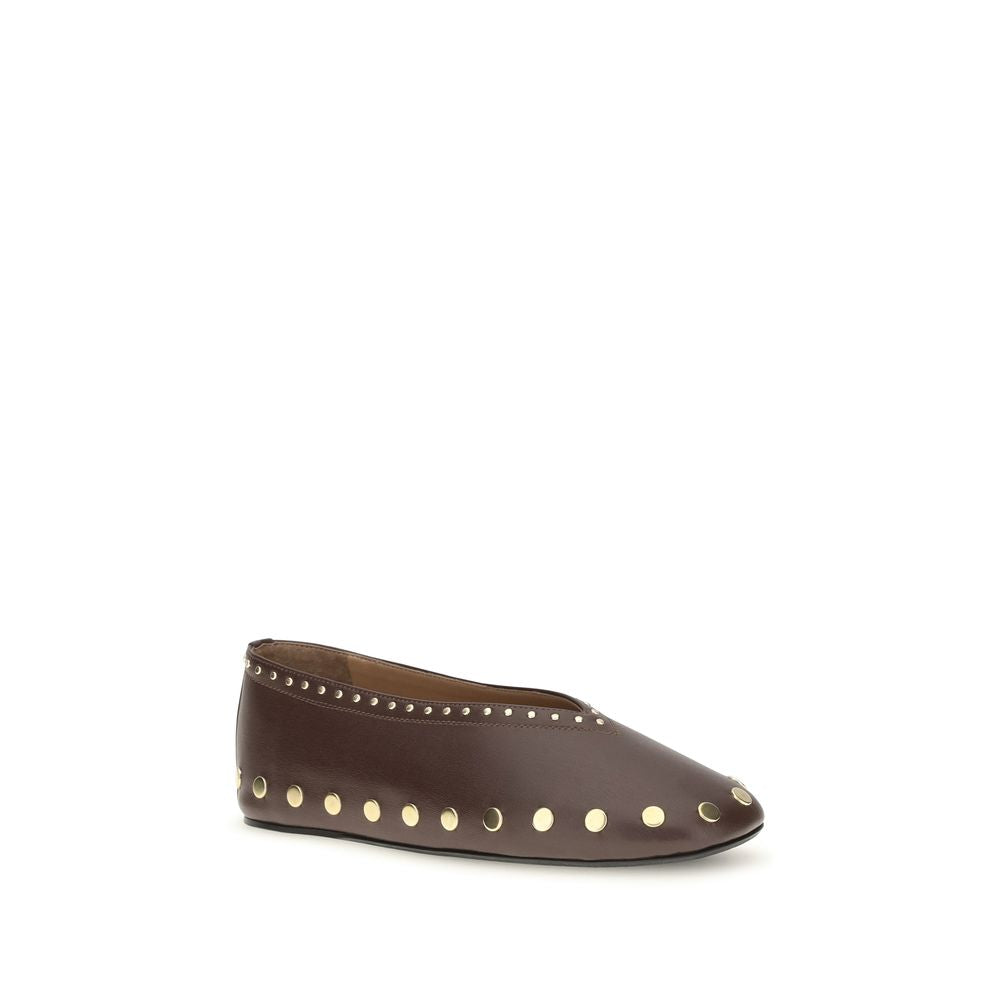 Brown Cotton Ballet Flats