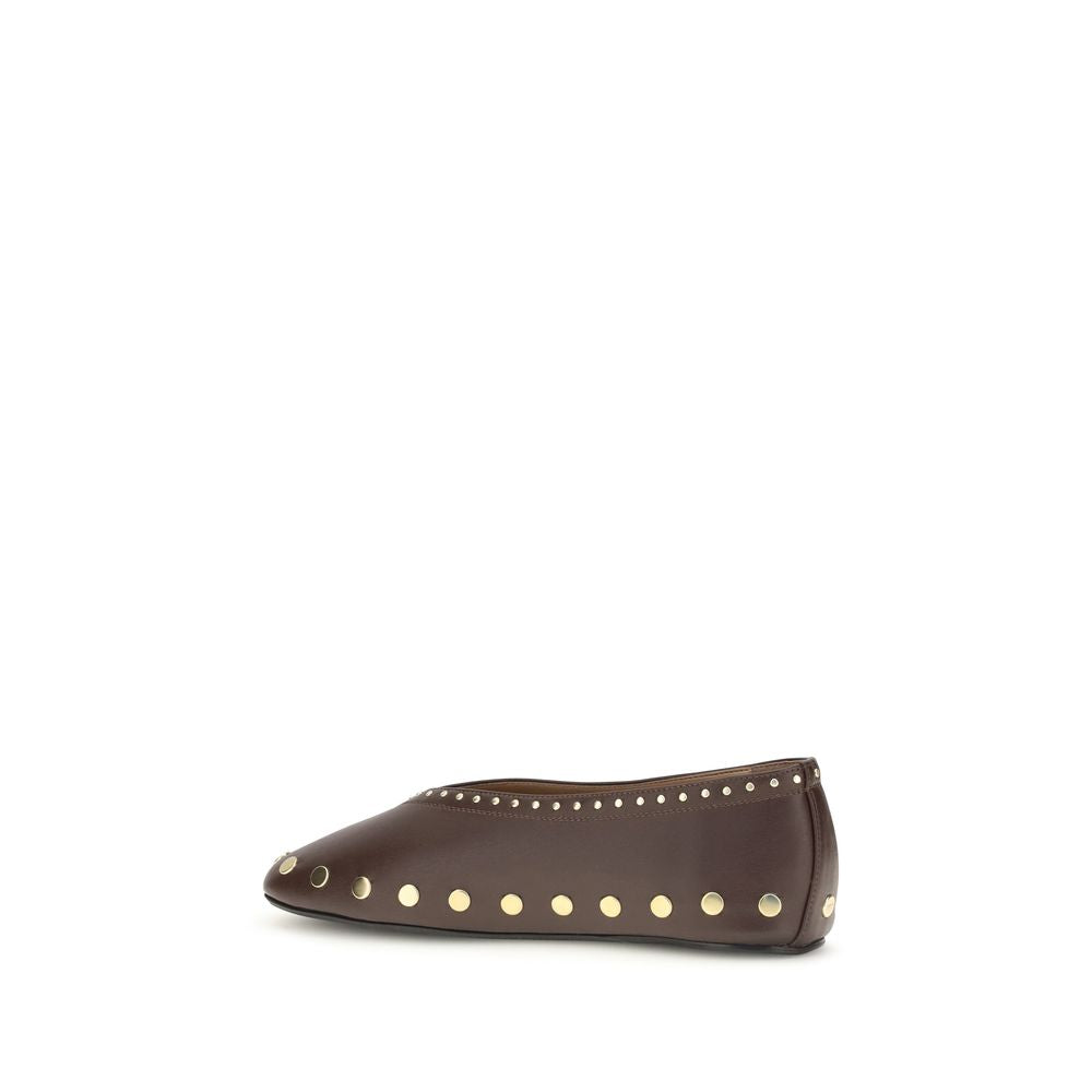 Brown Cotton Ballet Flats