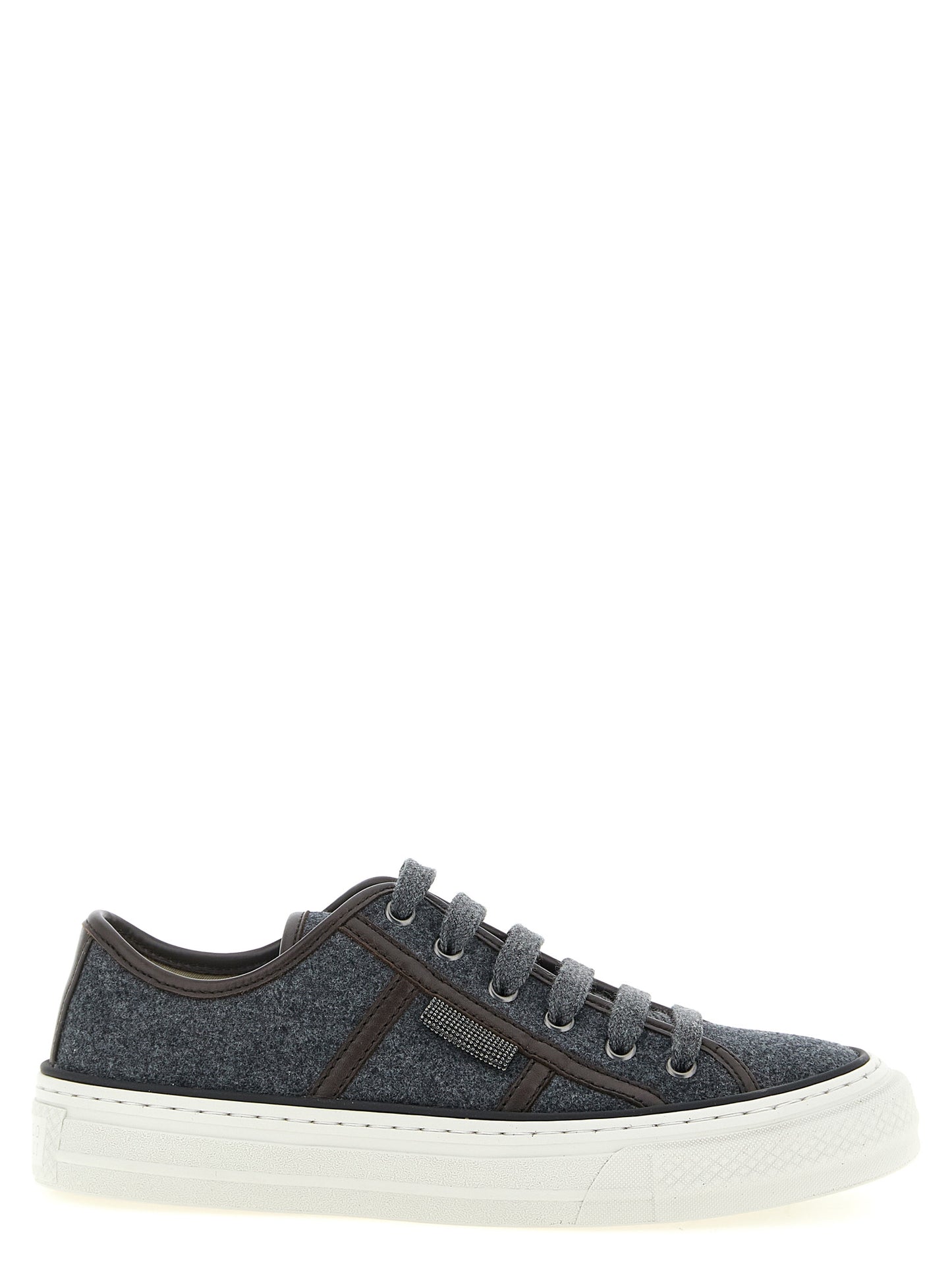Gray Virgin Wool Low Top Sneakers