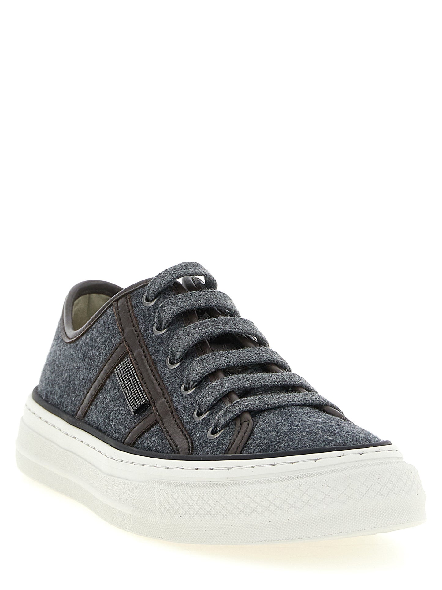 Gray Virgin Wool Low Top Sneakers