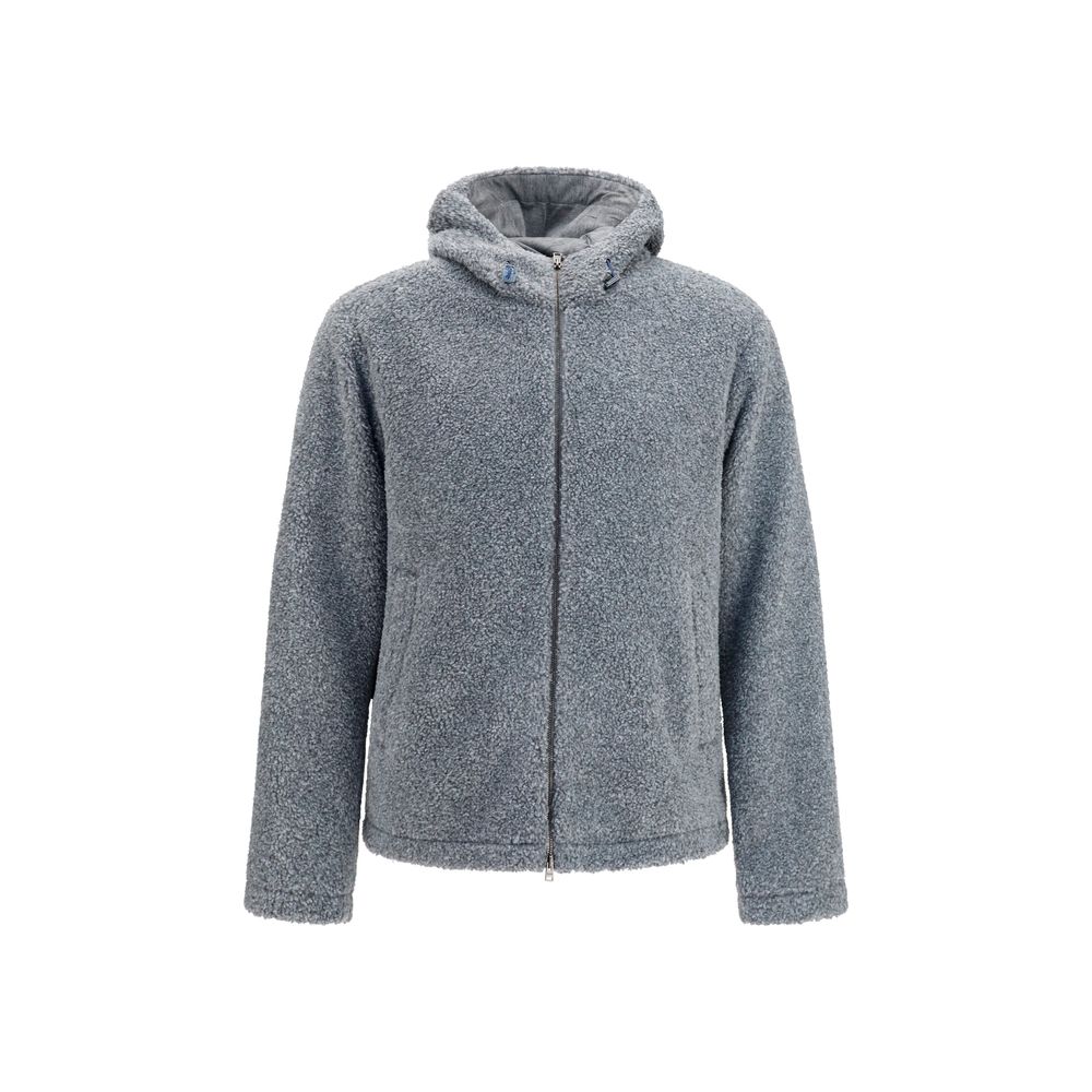 Gray Polyester Full-Length Jacket