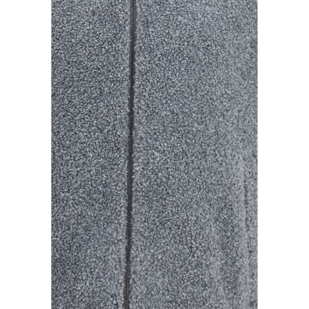 Gray Polyester Full-Length Jacket