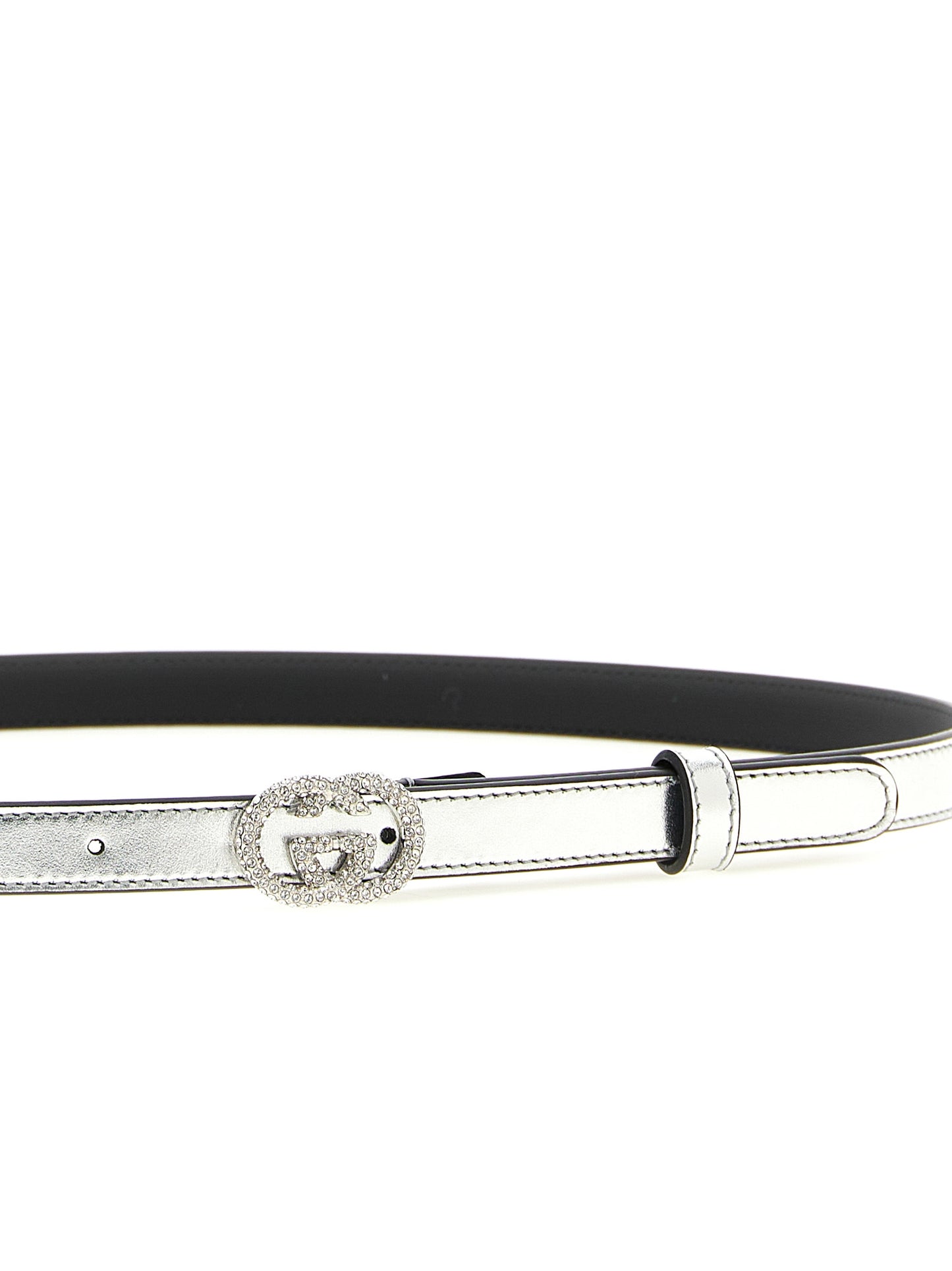 Silver Calfskin Thin Belt