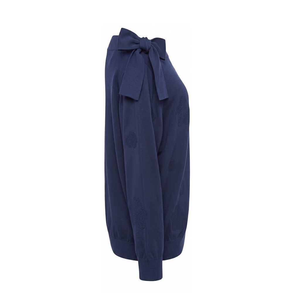 Blue Cotton Women Sweater