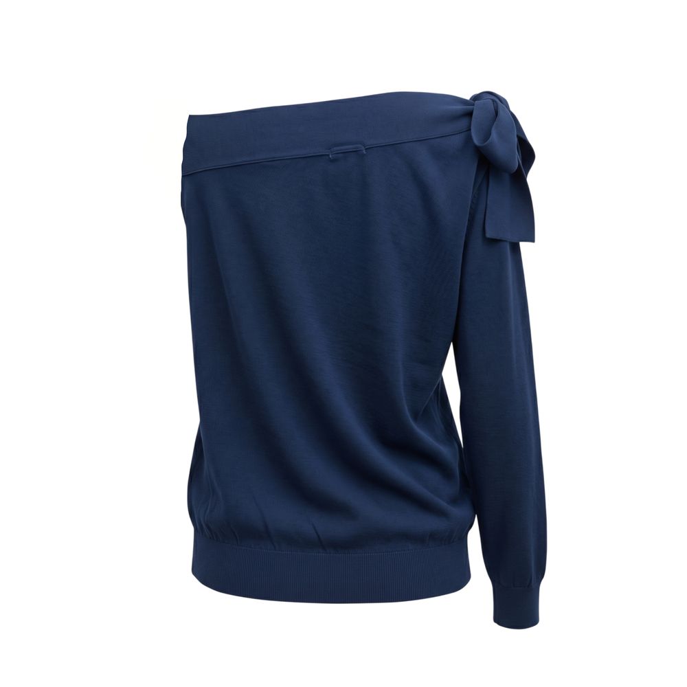 Blue Cotton Women Sweater