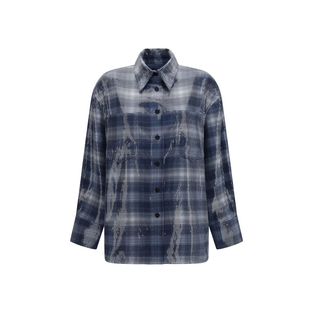 Blue Polyester Pattern Shirt