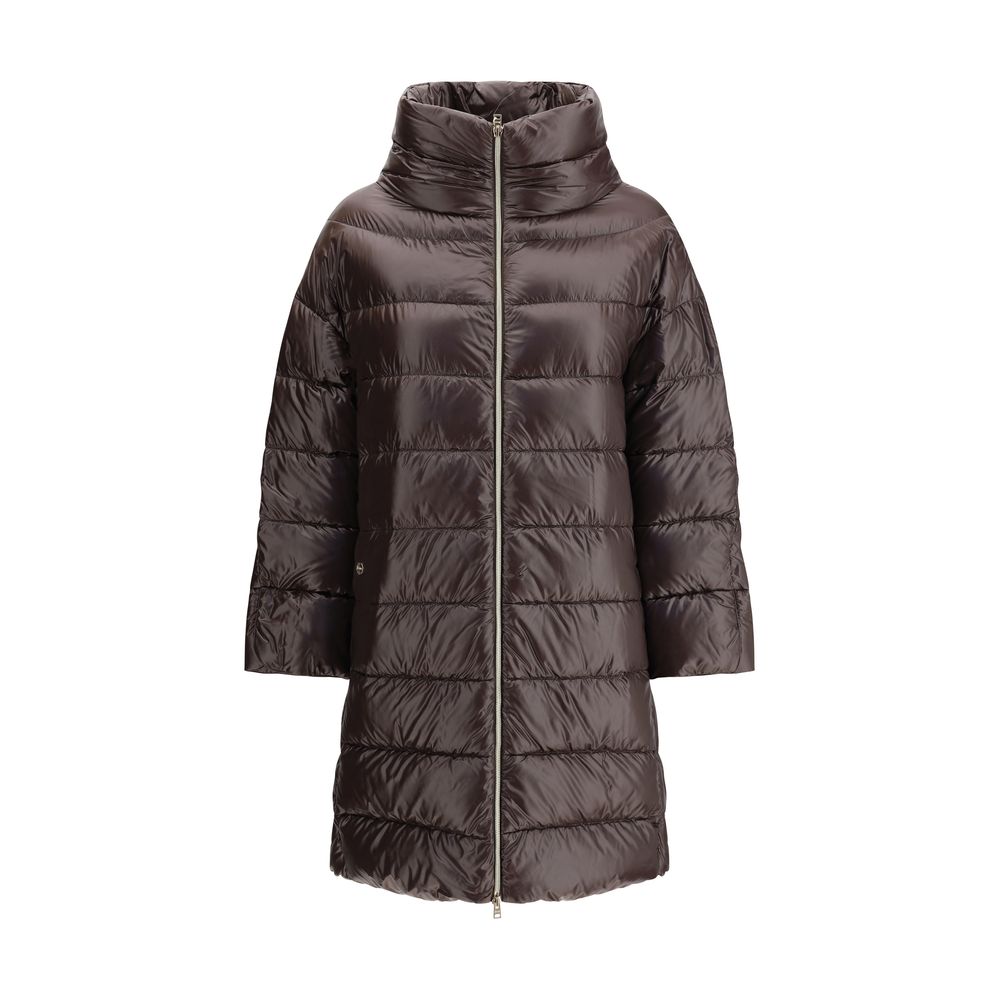 Brown Polyester Full-Length Jacket