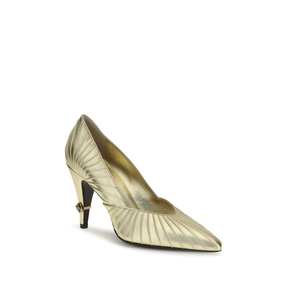 Gold Calf Leather Bos Taurus High Heel Pumps