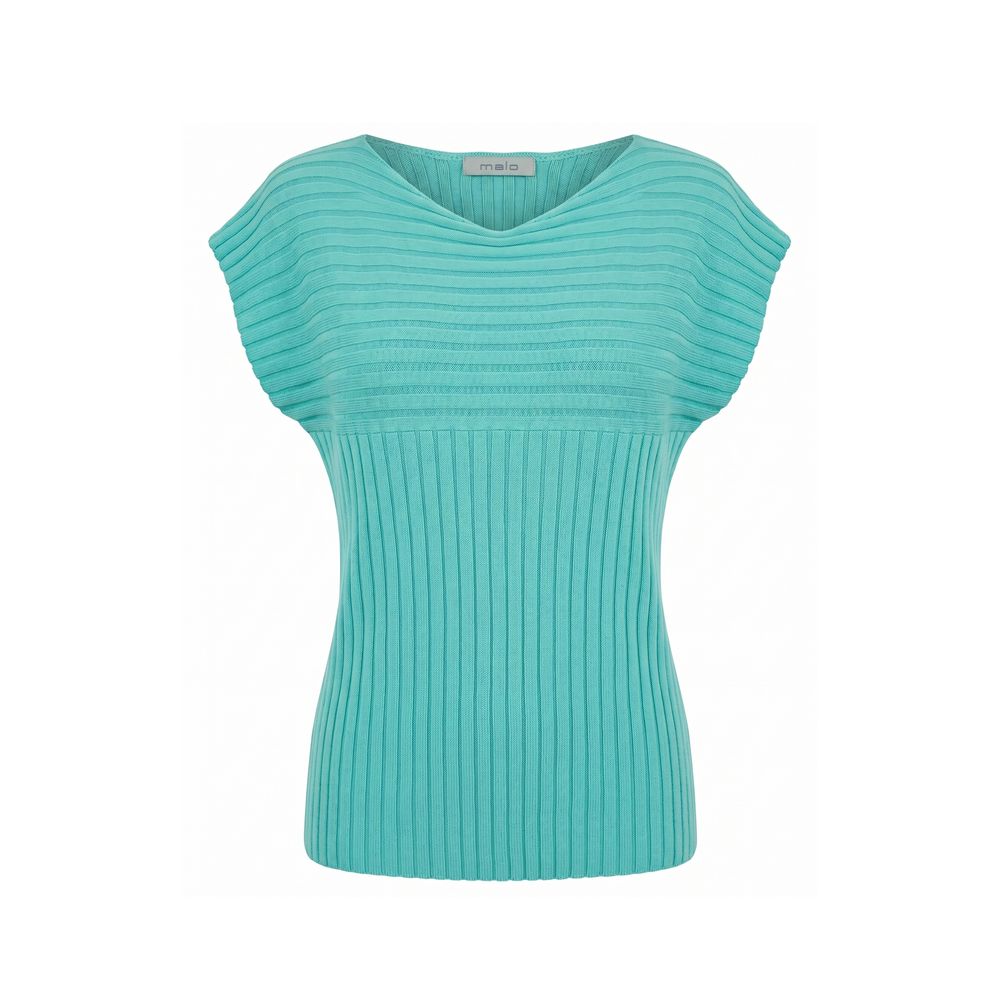 Light Blue Cotton Women Sweater