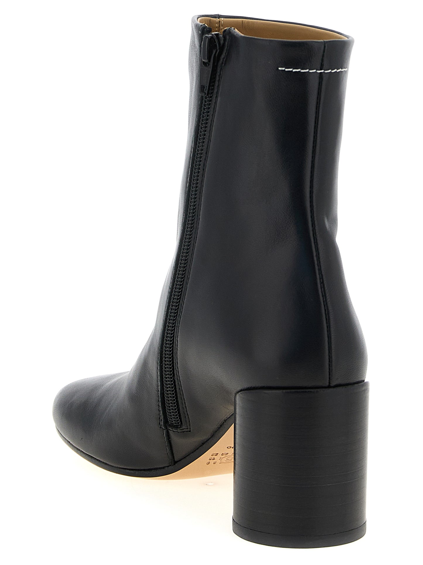 Black Polyester Ankle Boots
