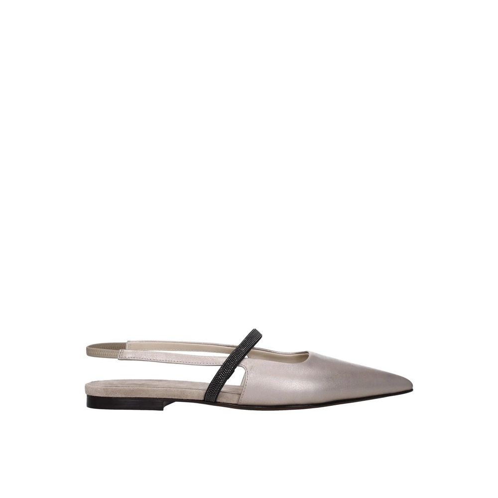 Beige Leather Mules