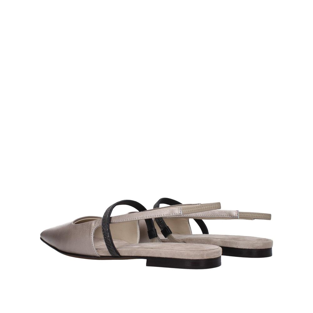 Beige Leather Mules