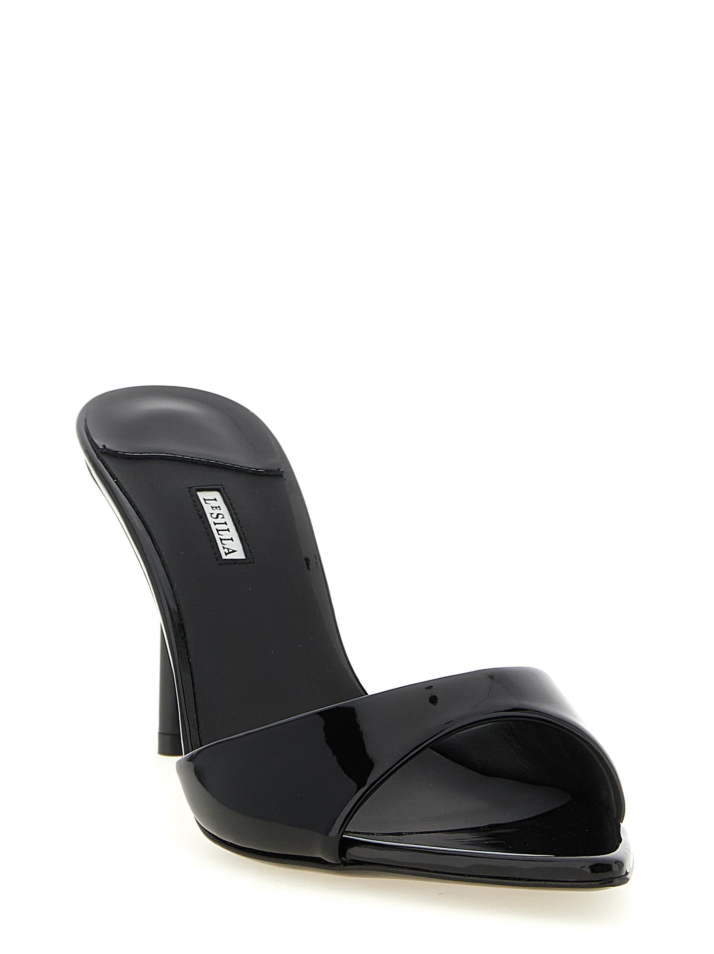 Black Polyethylene Stiletto Heel Sandals