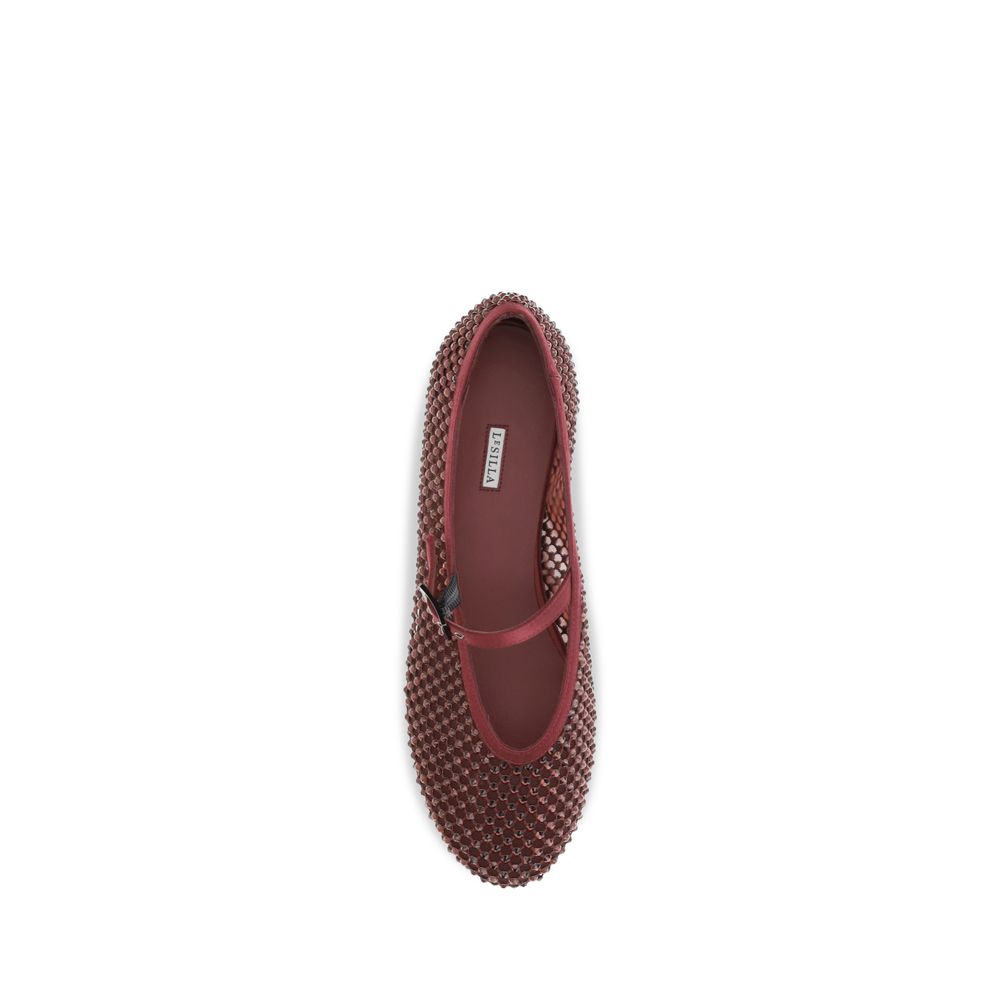 Bordeaux Calf Leather Bos Taurus Ballet Flats