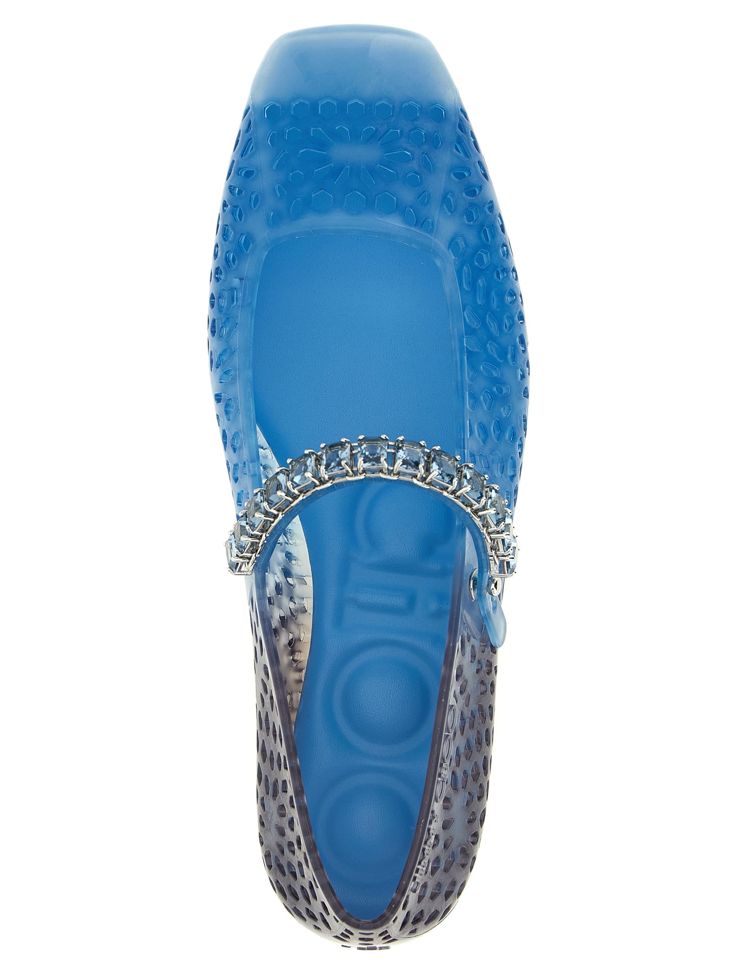 Blue Plastic Ballet Flats