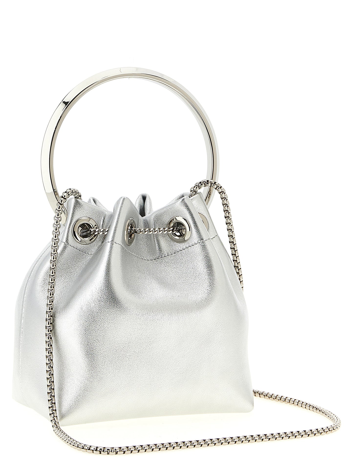 Silver Lamb Leather Handbag