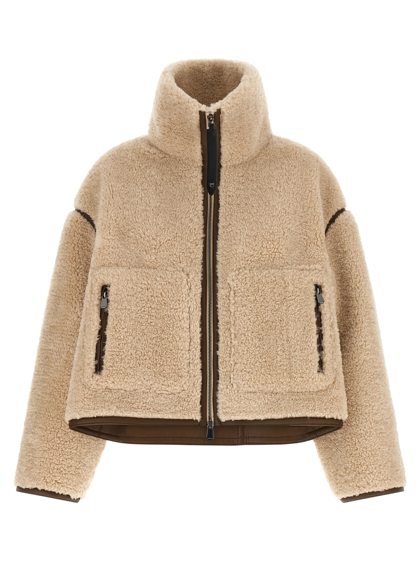 Beige Polyester Full-Length Jacket