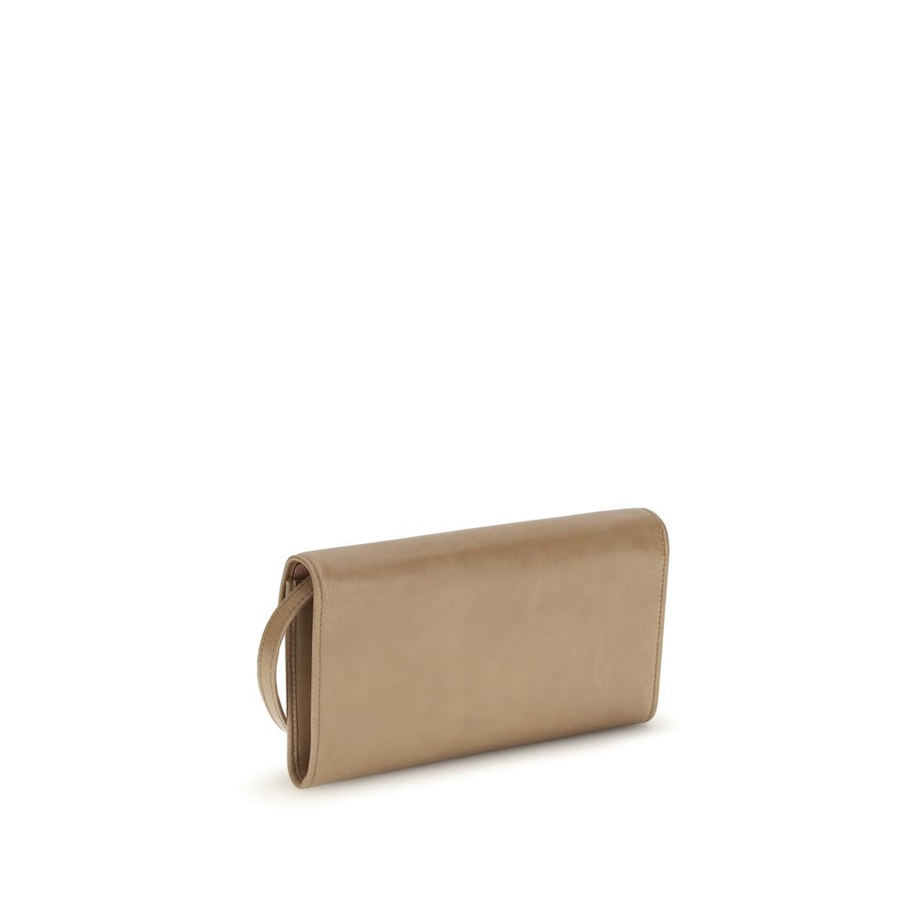 Beige Calf Leather Bos Taurus Clutch Bag