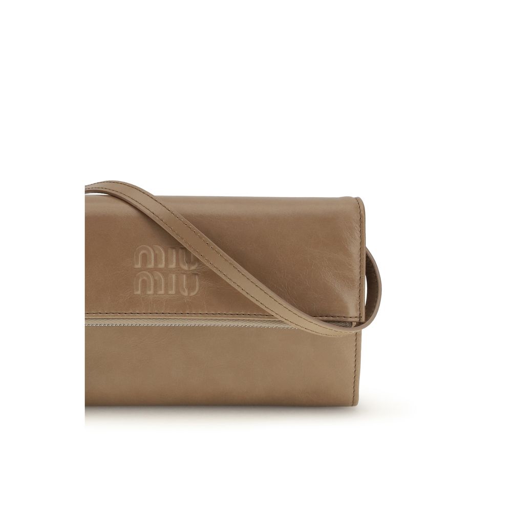Beige Calf Leather Bos Taurus Clutch Bag