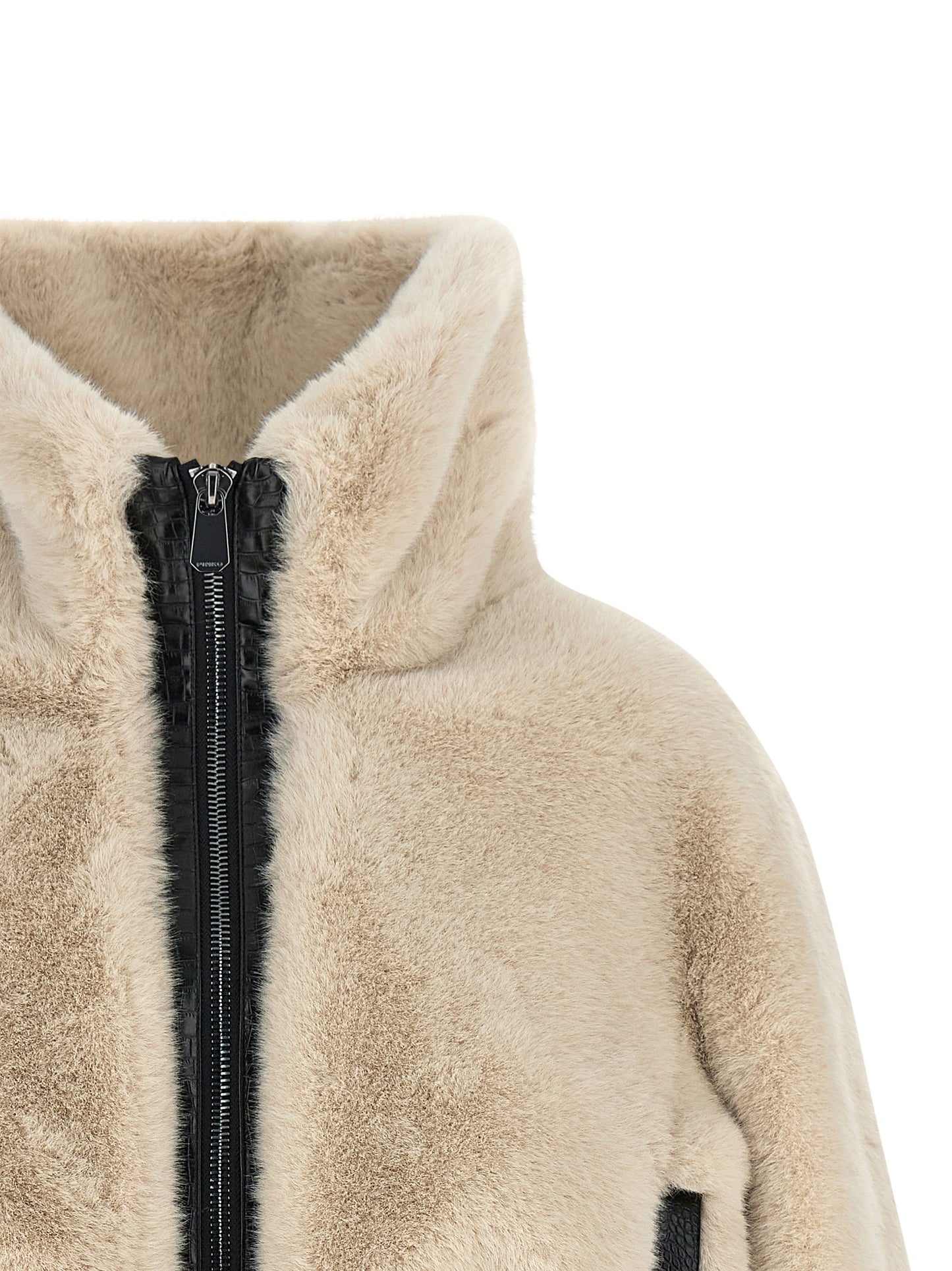 Beige Polyester Full-Length Jacket