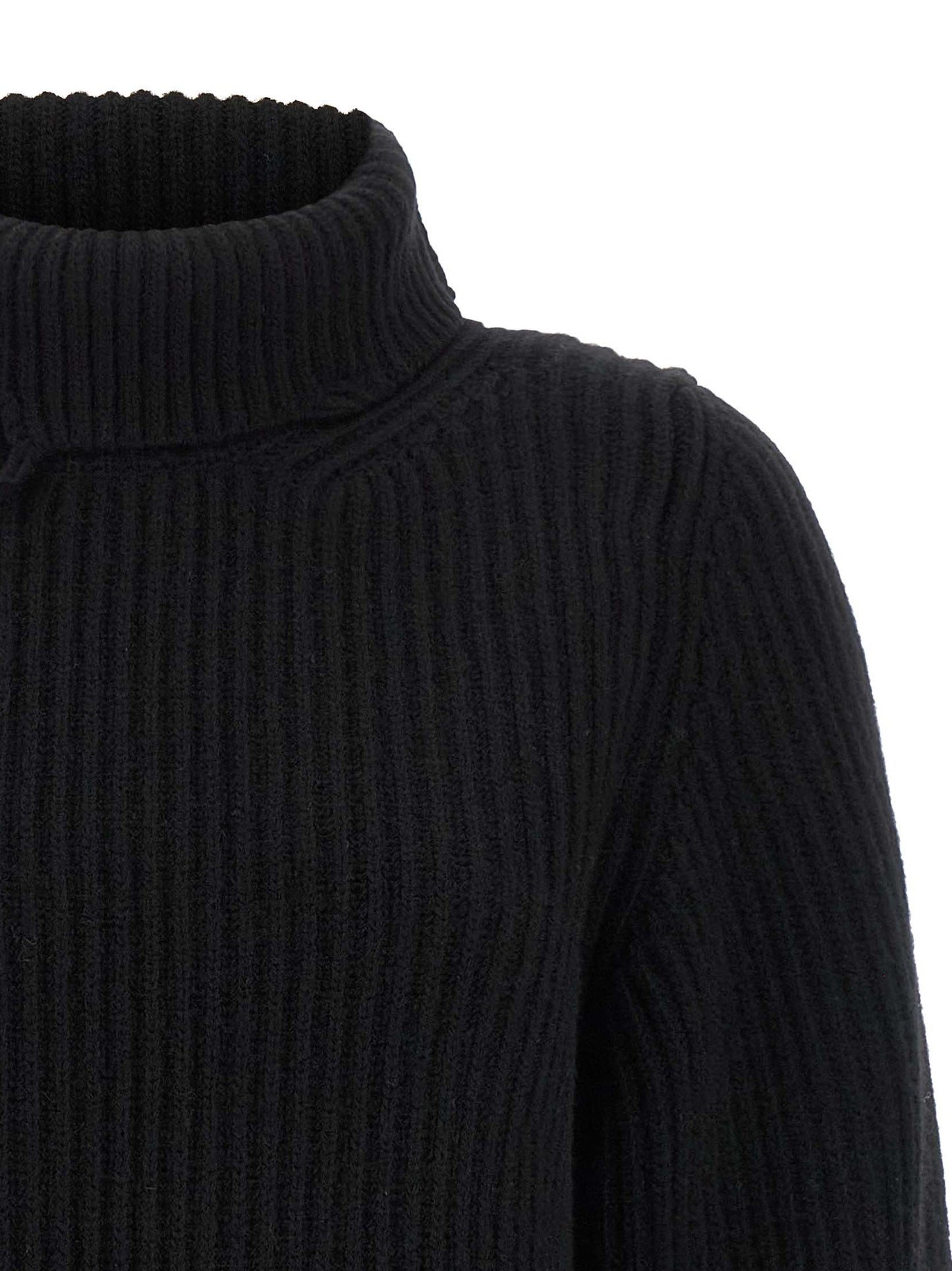 Black Merino Wool Cardigan