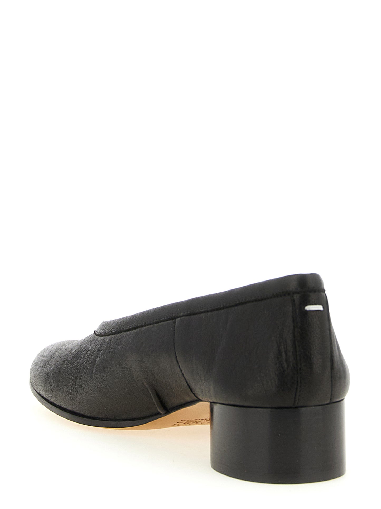 Black Lamb Leather Mid Heel Pumps