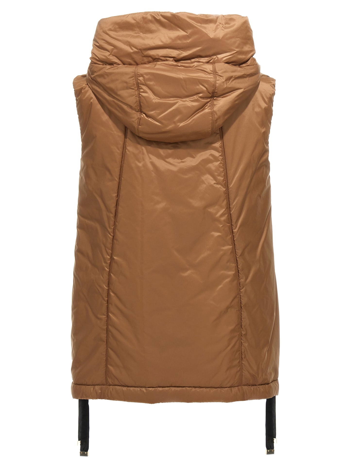 Brown Polyester Sleeveless Jacket