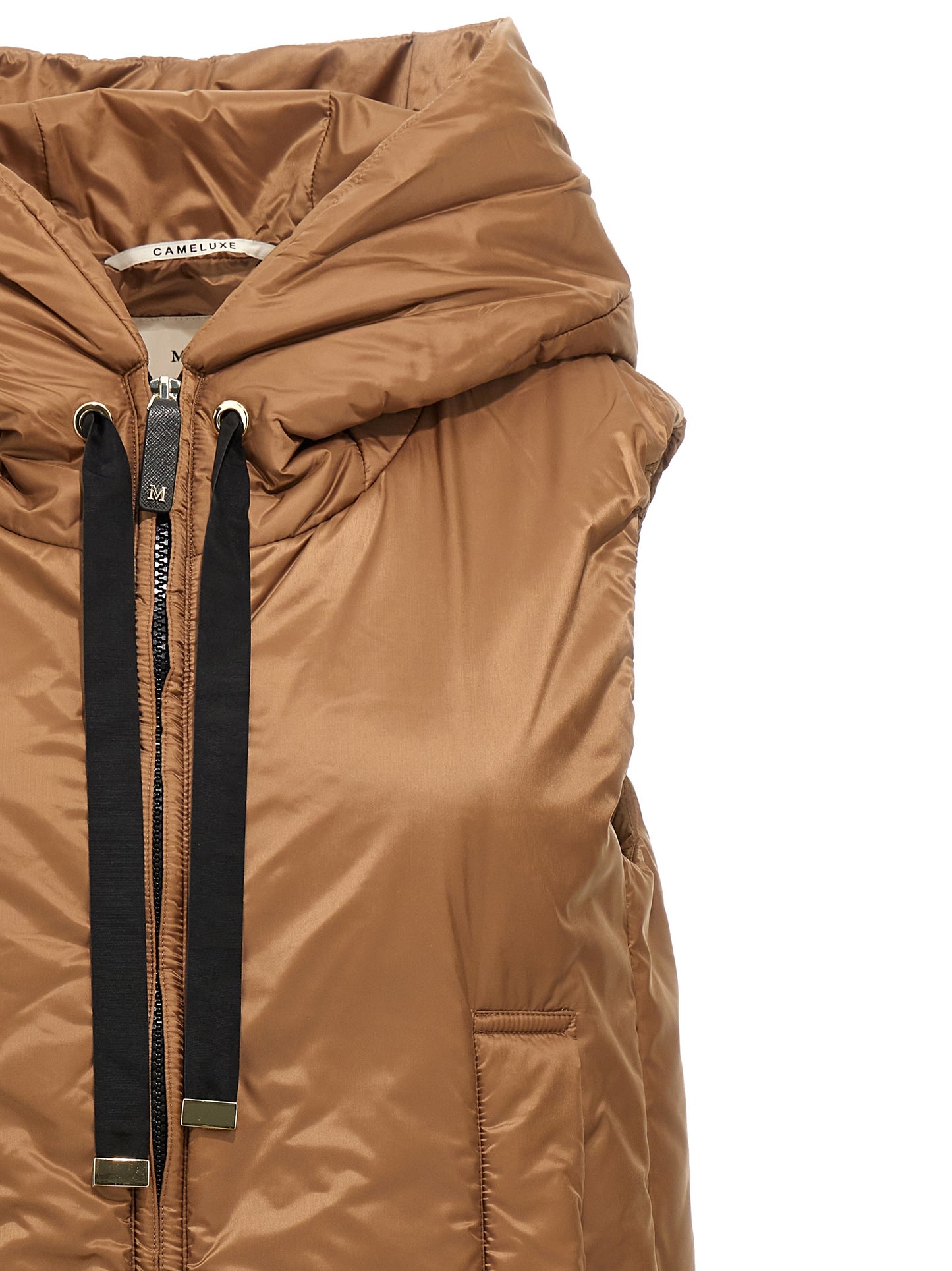 Brown Polyester Sleeveless Jacket