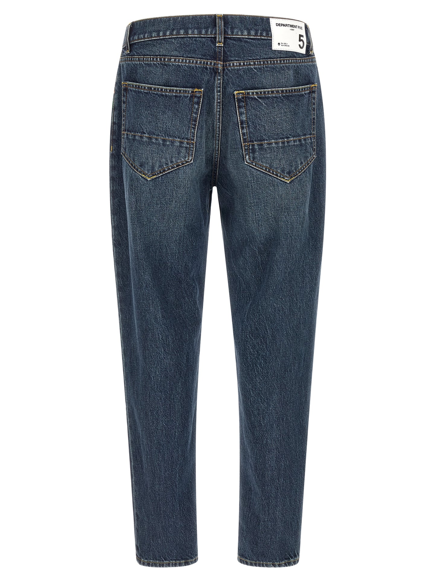Blue Cotton Tapered Jeans