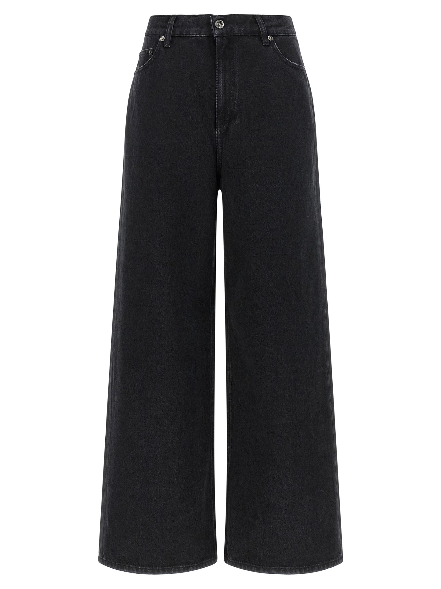 Black Cotton Flared Jeans