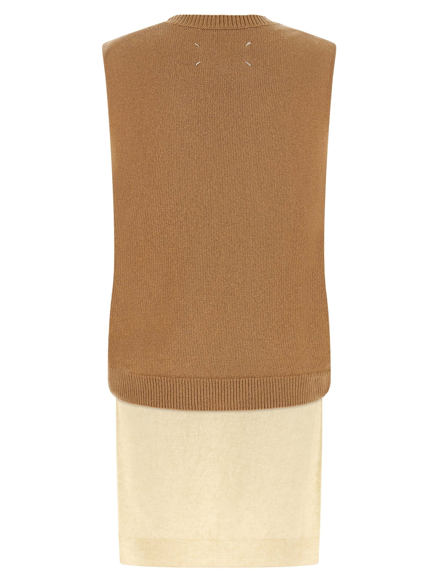 Beige Virgin Wool Sleeveless Jacket