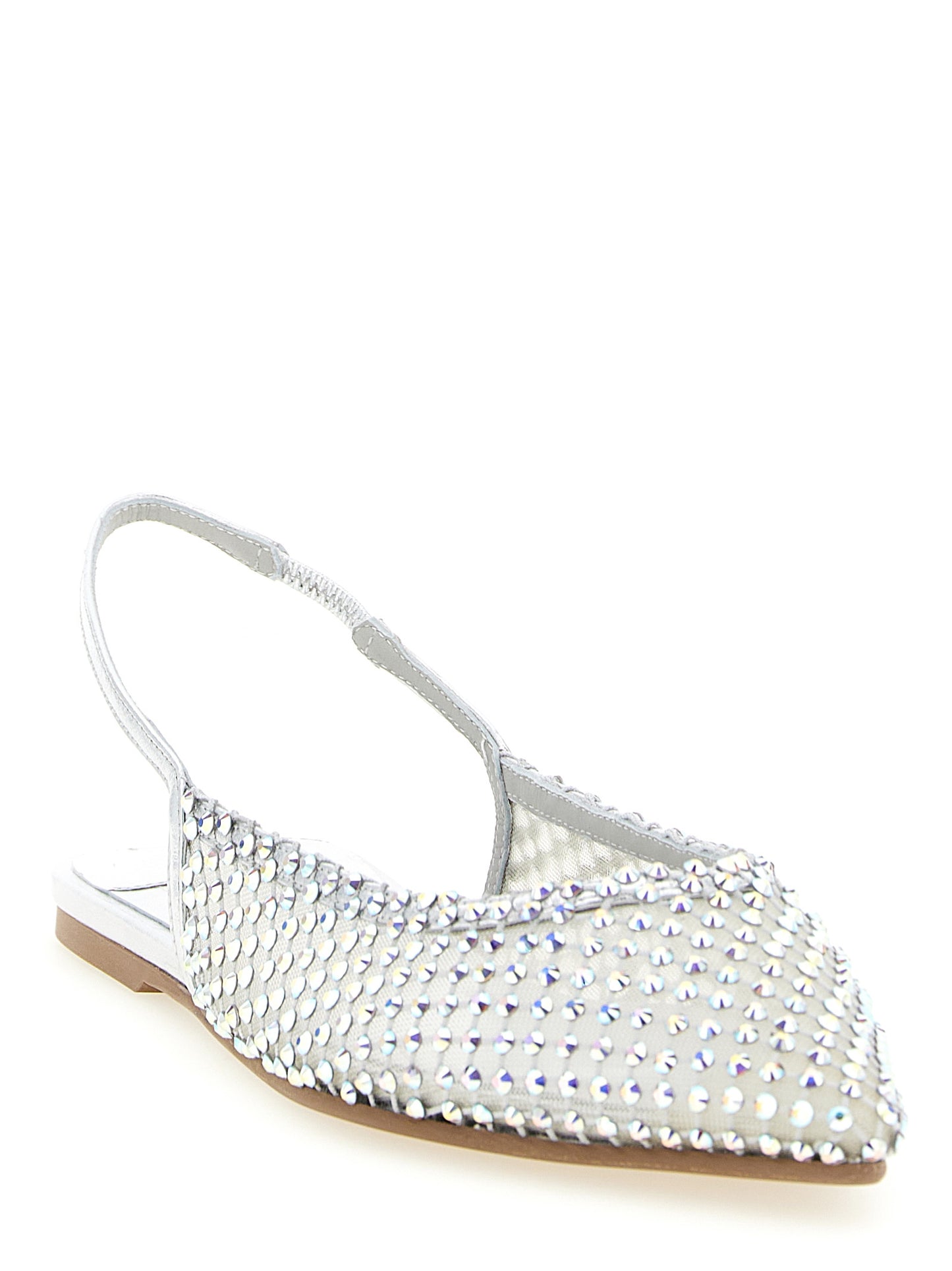 Silver Polyester Ballet Flats