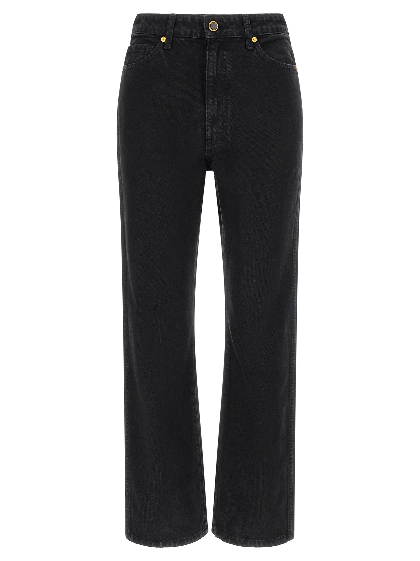 Black Cotton Flared Jeans