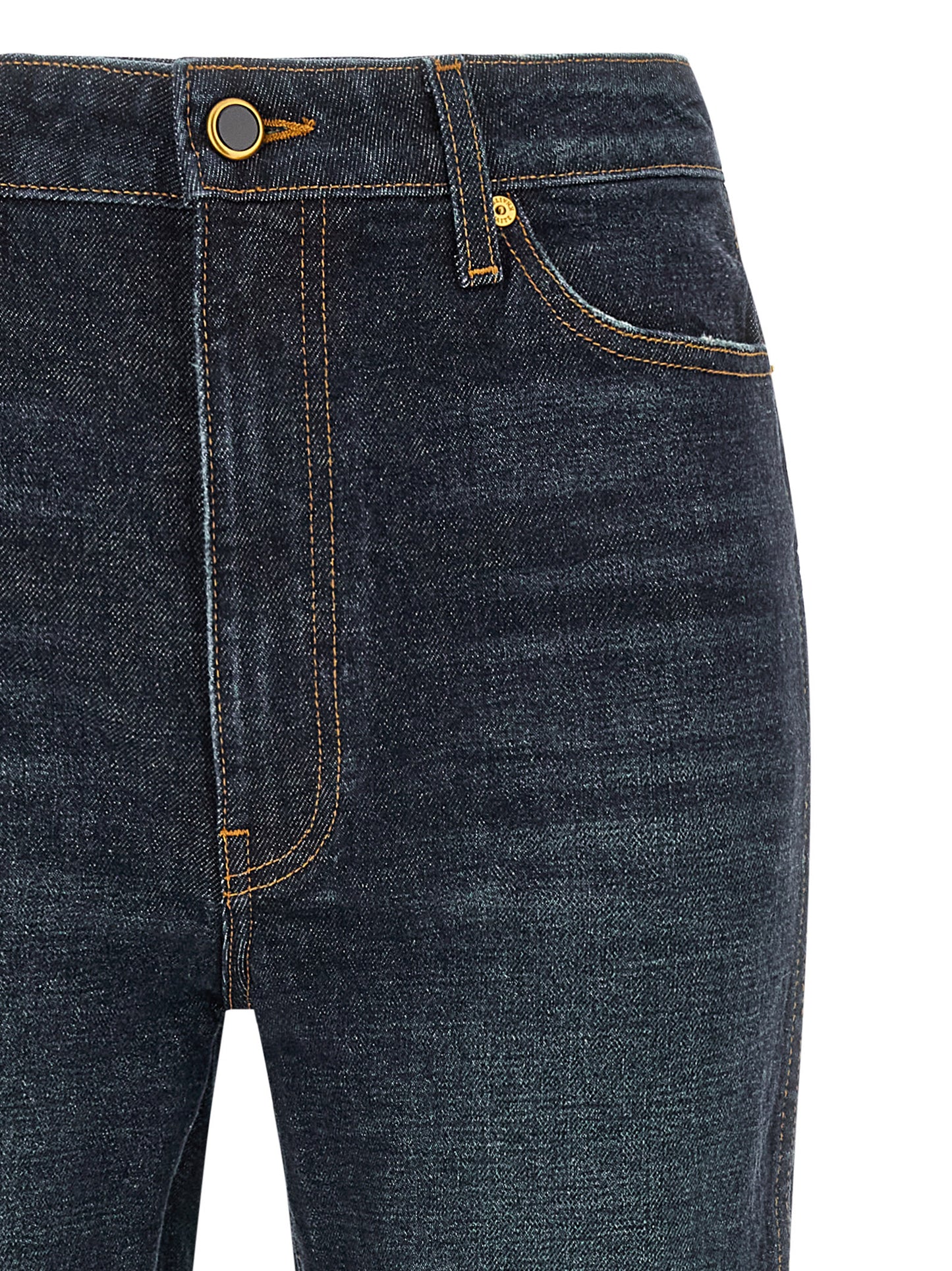 Blue Cotton Flared Jeans