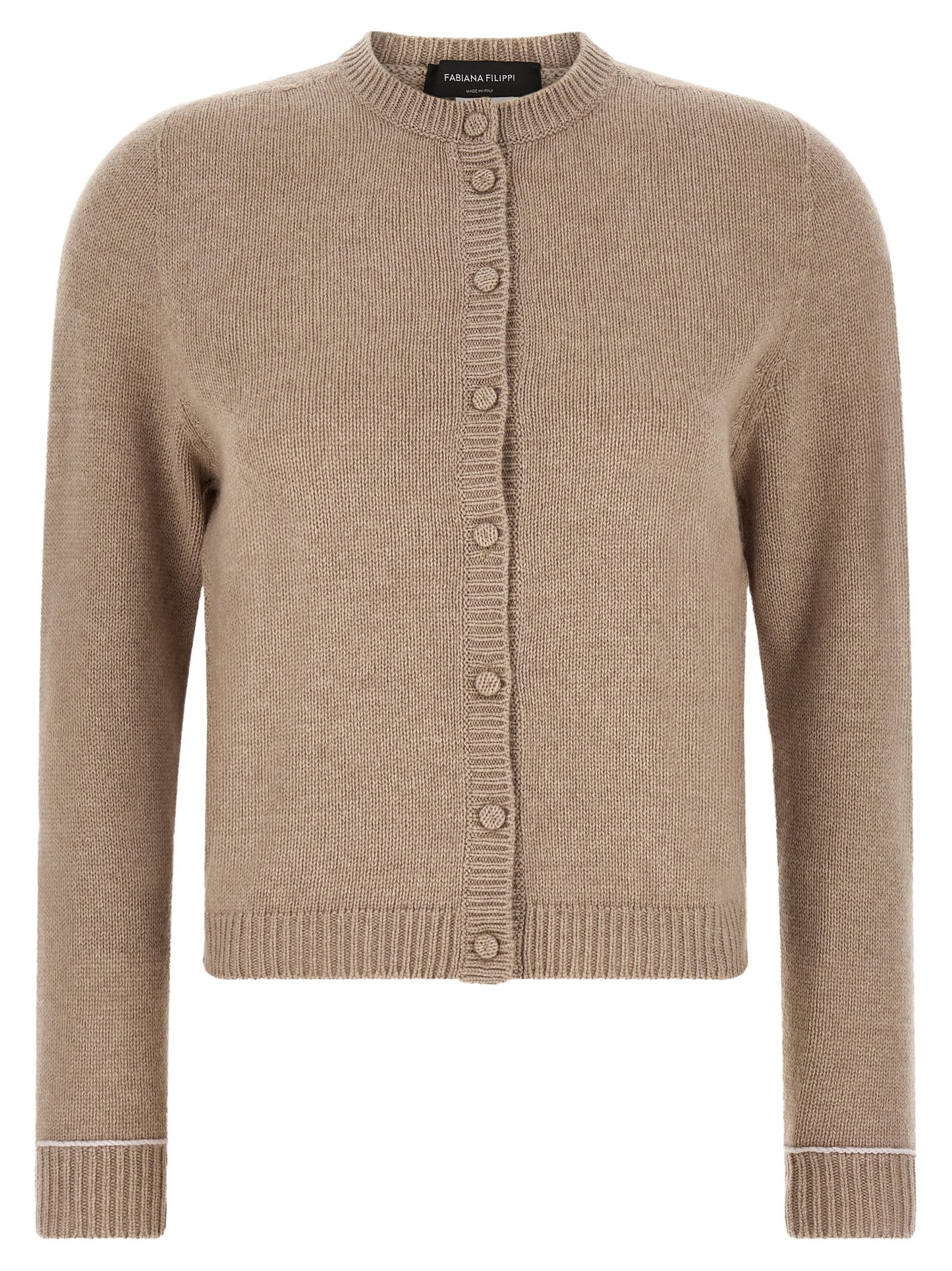 Beige Virgin Wool Cardigan