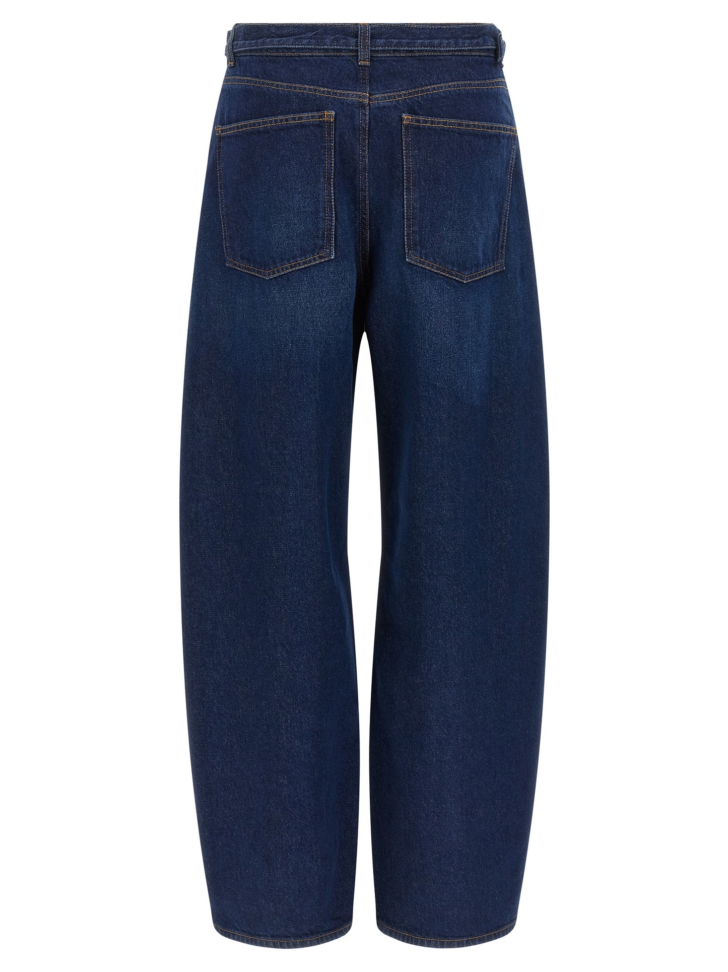Blue Cotton High-Waisted Jean