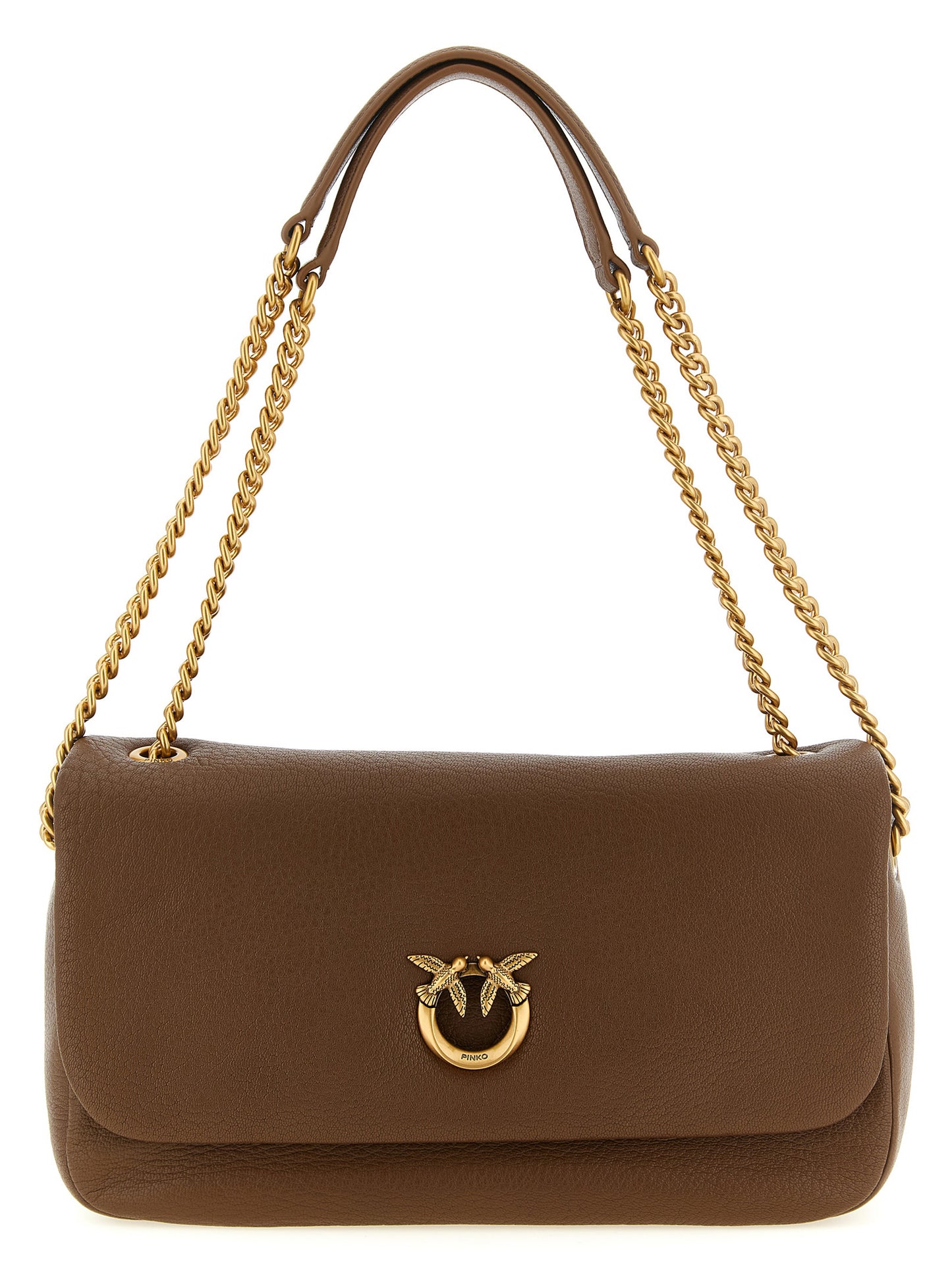 Brown Lamb Leather Shoulder Bag