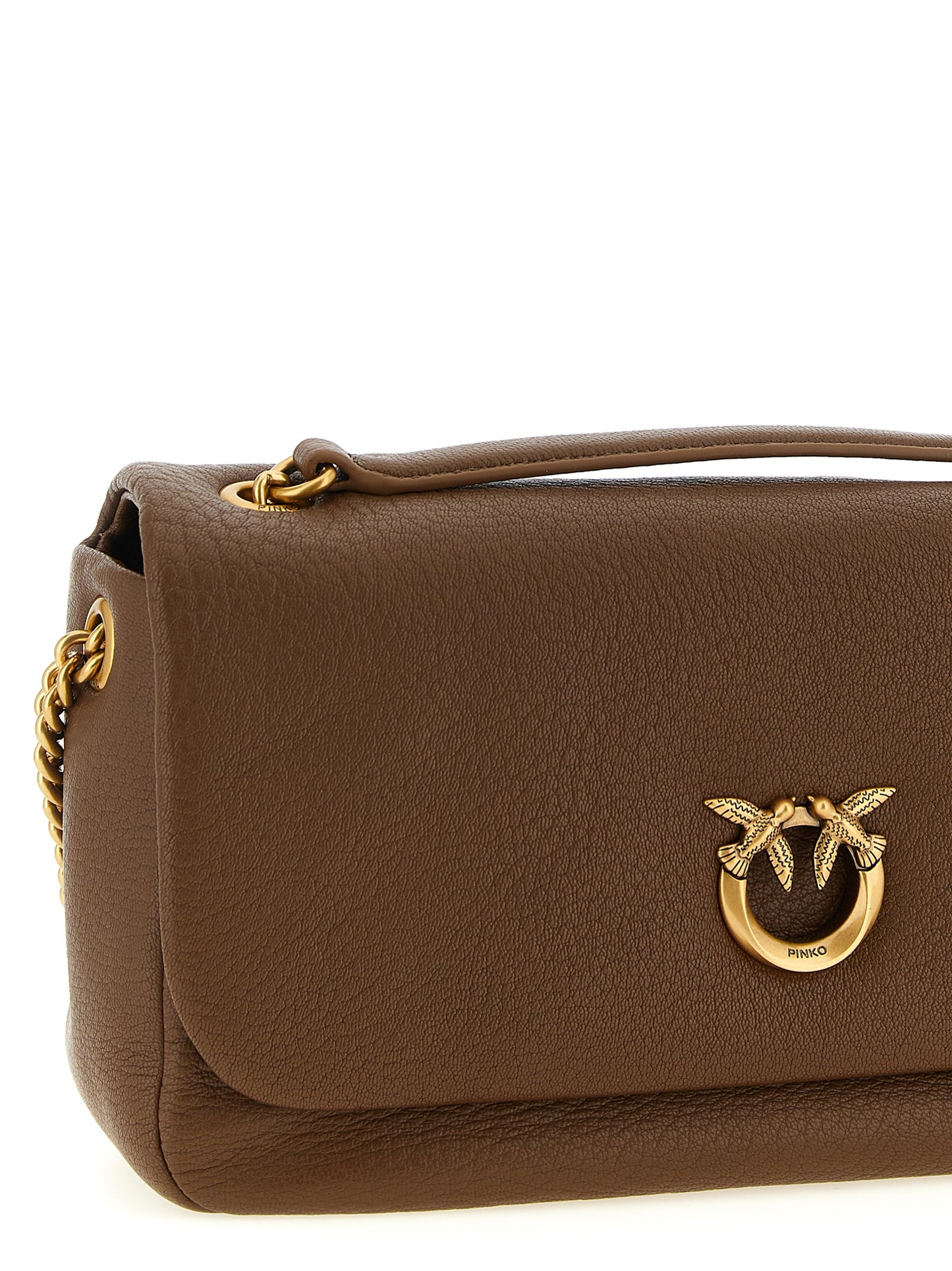 Brown Lamb Leather Shoulder Bag